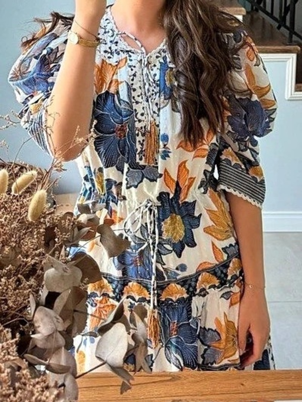 FARM Rio Floral Maxi Dress in Blue & Orange - Picture 5 of 5
